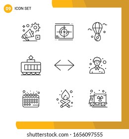 9 Icon Set. Line Style Icon Pack. Outline Symbols isolated on White Background for Responsive Website Designing.