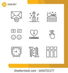 9 Icon Set. Line Style Icon Pack. Outline Symbols isolated on White Backgound for Responsive Website Designing.