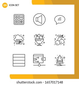 9 Symbolsatz. Line Style Icon Pack. Umrisssymbole einzeln auf weißem Hintergrund für reaktives Website-Design.