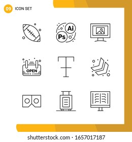 9 Conjunto de iconos. Paquete de iconos de estilo de línea. Símbolos de esquema aislados en el fondo blanco para diseño de sitio web responsable.