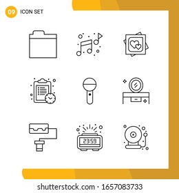9 Conjunto de iconos. Paquete de iconos de estilo de línea. Símbolos de esquema aislados en el fondo blanco para diseño de sitio web responsable.
