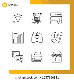 9 Conjunto de iconos. Paquete de iconos de estilo de línea. Símbolos de esquema aislados en el fondo blanco para diseño de sitio web responsable.