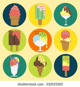 9 icons collection of ice cream illustrator vector design.