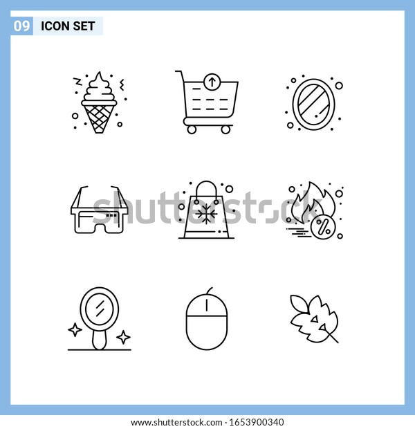 9 Icons. Line style\
Creative Outline Symbols. Black Line Icon Sign Isolated on White\
Background.