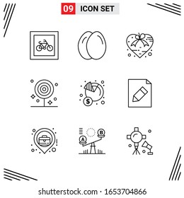 Estilo De Línea De 9 Iconos. Símbolos de esquema creativo basados en cuadrícula para el diseño del sitio web. Señales de icono de línea simples aisladas en fondo blanco.9 Conjunto de iconos.