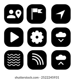 9 icons for the web with a technology theme