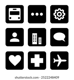 9 icons for the web with the theme of travel