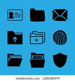 9 identity icons with fingerprint and envelope in this set