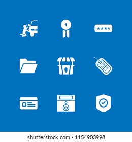 9 identity icons in vector set. password, steal, id and stand illustration for web and graphic design