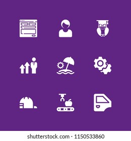 9 image icons in vector set. baseball cap, cap, bolt and design illustration for web and graphic design