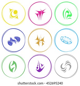 9 images of unique abstract forms. Internet templates. Vector icons set.