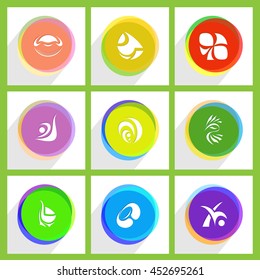 9 imágenes de formas abstractas únicas. Plantilla de Internet. Iconos vectores establecidos.