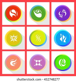 9 imágenes de formas abstractas únicas. Plantilla de Internet. Iconos vectores establecidos.