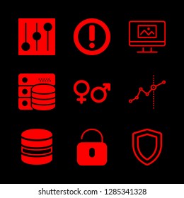 9 information icons with database and unlocked in this set