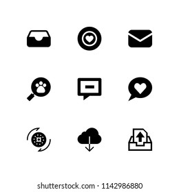 9 interface icon set with mail, cloud computing and search vector illustration for graphic design and web
