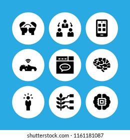 9 interface icons in vector set. manager, app, ui and smart illustration for web and graphic design