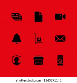 9 internet icon set with email, credit card and file vector illustration for graphic design and web