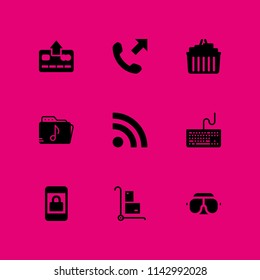 9 internet icon set with googles, credit card and telephone vector illustration for graphic design and web