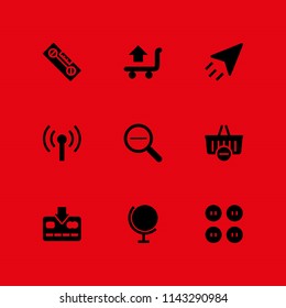 9 internet icon set with send, credit card and zoom out vector illustration for graphic design and web