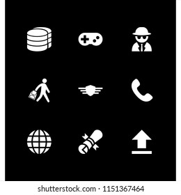 9 internet icons in vector set. patent, student, global and phone illustration for web and graphic design