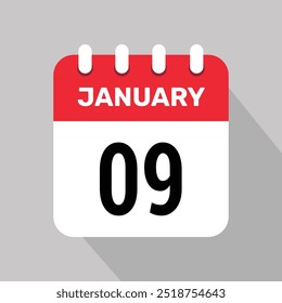 9 de janeiro calendário ícone vetor gráfico design