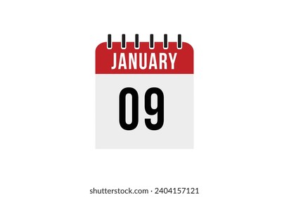 vector del calendario del 9 de enero. Icono de calendario diario de vector plano. vector de icono de calendario.