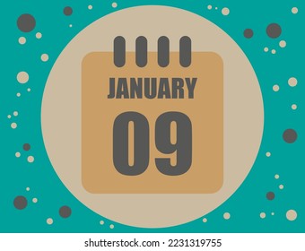 9 January calendar vector. Calendar icon for the month of January with circle. Banner for holidays and commemorative dates