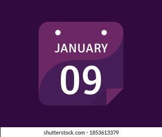 9 January, January 9 icon Single Day Calendar Vector illustration