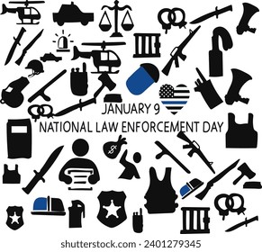 9 January is national law enforcement appreciation day vector 