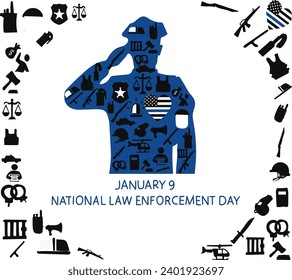 9 January is national law enforcement appreciation day vector 