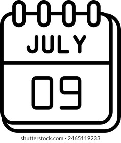 9. Juli Vektorgrafik Line Icon Design