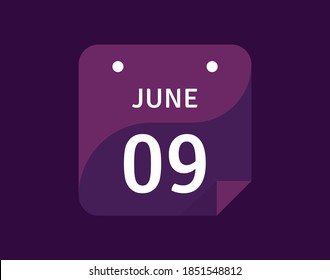 Icono 9 de junio Icono de calendario único día Ilustración de vectores