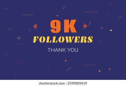 9 k followers thank you. 9000 subscribers vector illustration social media post subscribers