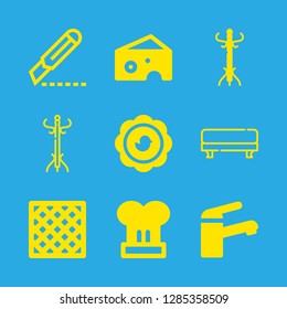 9 kitchen icons with chef hat and tap in this set