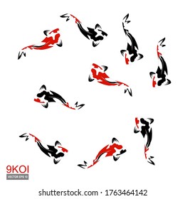 
9 KOI, illustration of 9 KOI in a flat style.