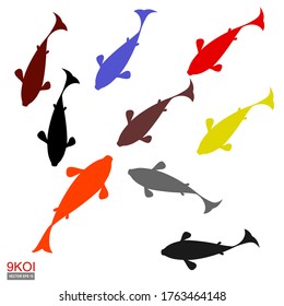 
9 KOI, ilustración de 9 KOI en un estilo plano.