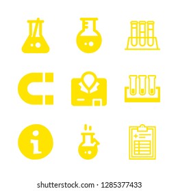 9 lab icons with lab test tubes and info in this set