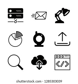 9 laptop icons with cloud computing and server in this set