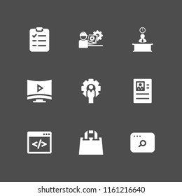 9 laptop icons in vector set. desk, portfolio, commerce and shopping and screen illustration for web and graphic design