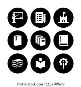 9 learn icons in vector set. toy, teacher, book and pencil illustration for web and graphic design