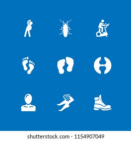 9 leg icons in vector set. boot, exercise, body parts and cockroach illustration for web and graphic design