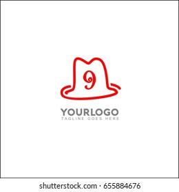 9 letter abstract hat logo design template.