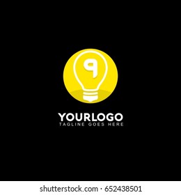 9 Letter Light Logo, Lamp Idea Logo, Idea Logo