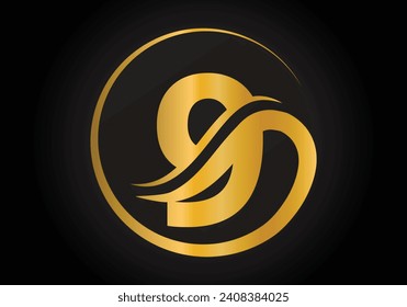 9 Letter Logo with Golden Luxury Color and Monogram Design Vector Template.