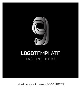 9 Letter logo, Golden Monogram design elements, line art logo. Beautiful Boutique Logo Designs, Business sign, Restaurant, Royalty, Cafe, Hotel, Heraldic, Jewelry, Fashion, Wine. Vector illustration

