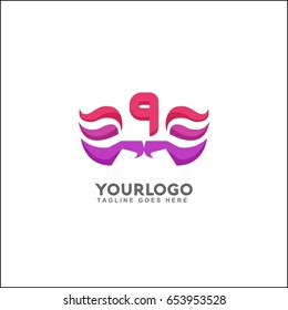 9 Letter Water Wave symbol and icon Logo Template vector