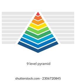 Pyramidendiagramm auf 9 Ebenen. Clipart-Bild