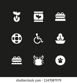9 life icon set with lifesaver, paw sticker and lifeboat vector illustration for graphic design and web