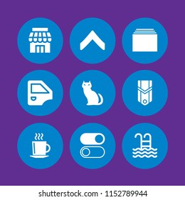 9 light icons in vector set. new, store, mirror and halloween illustration for web and graphic design