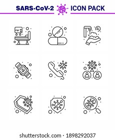 9 Line Coronavirus Covid19 Icon pack such as  consult; washing; twenty seconds; twenty; hands hygiene viral coronavirus 2019-nov disease Vector Design Elements